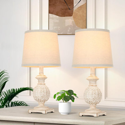 24" Tall Table Lamps With 2 USB Charging Ports, Farmhouse Rustic Bedside Nightstand Lamps For Bedrooms Set Of 2