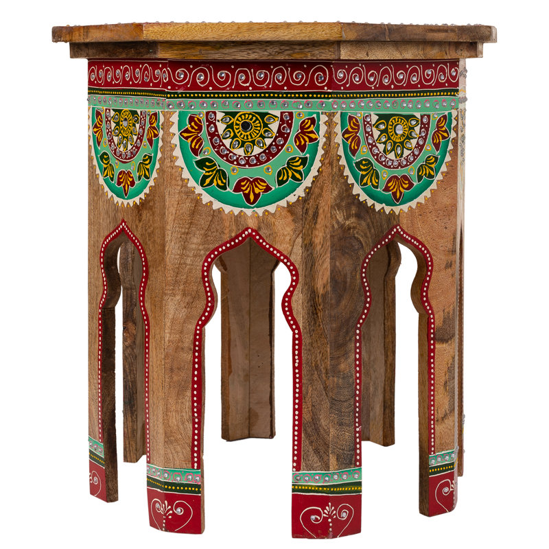Atiksh Solid Wood Abstract End Table