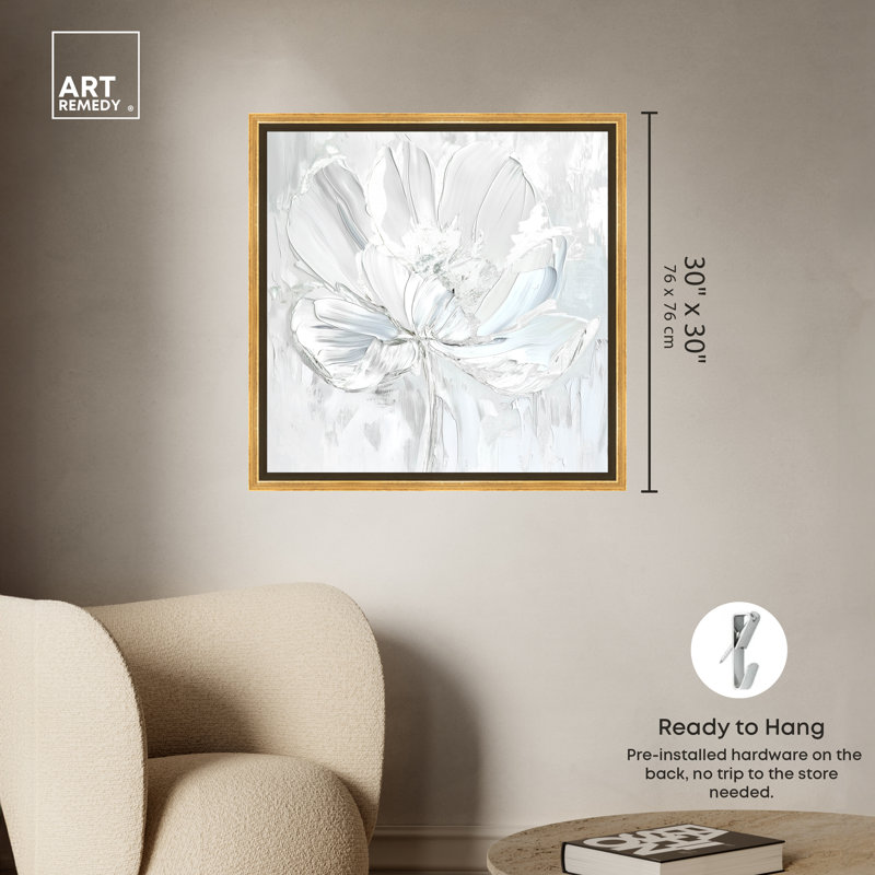 Magnolia II, Encadrement doré, H 31 po x l 31 po
