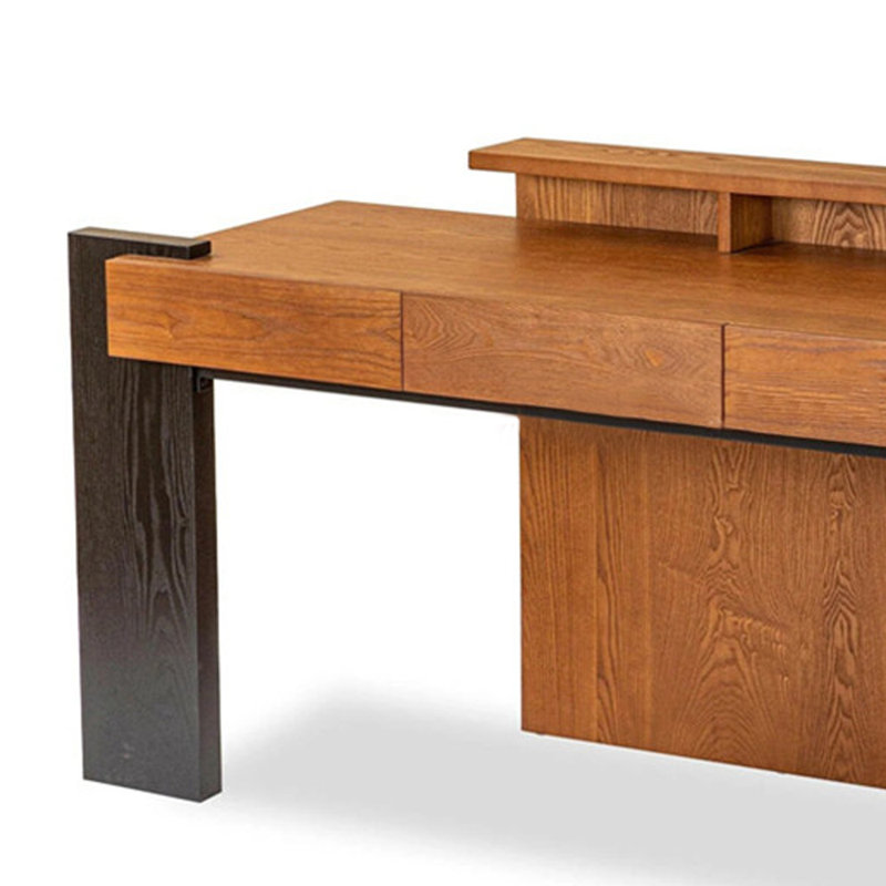 Retro Solid Wood Multi-layer Board Writing Desk, 33.85" H x 62.99" W x 22.44" D