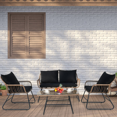 4-piece Patio Furniture Outdoor Bistro Set With Cushions