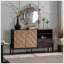 Buffet Mid-Century moderne avec motif géométrique 3D, bois massif et panneau de fibres à densité moyenne, 2 portes + 2 tiroirs pour un rangement polyvalent