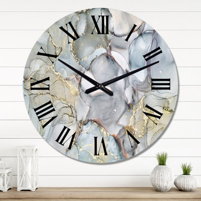 Grey and Yellow Tender Liquid ink Art - Modern Wall Clock