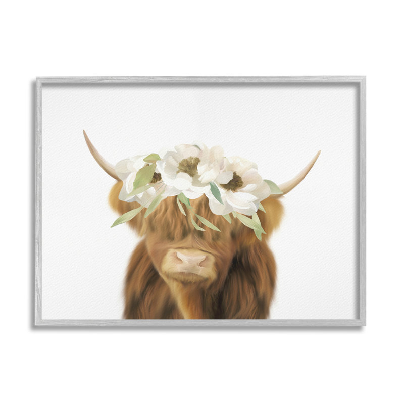 Bouvier Highland, couronne de fleurs blanches, conception minimale par Leah Straatsma - impression