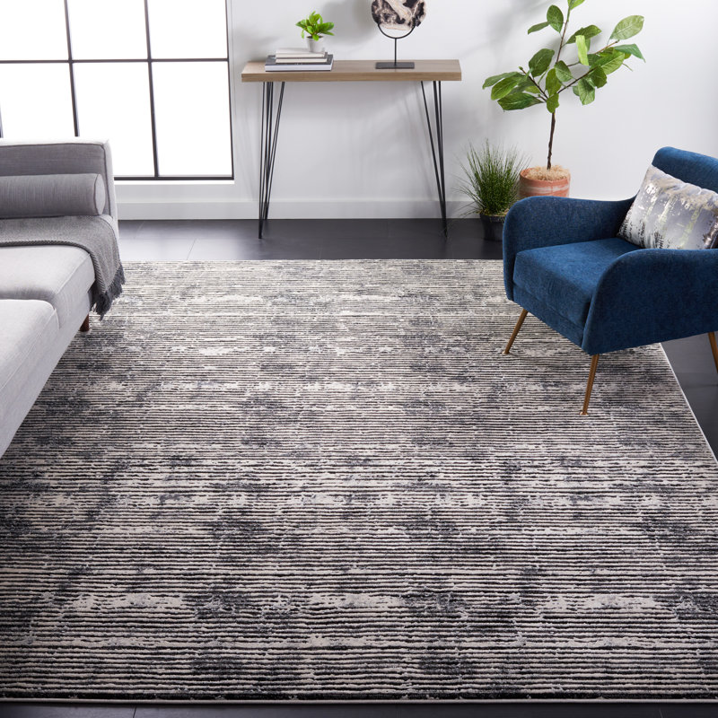 Tapis noir / gris Fowler, Rectangle de 10 pi x 14 pi