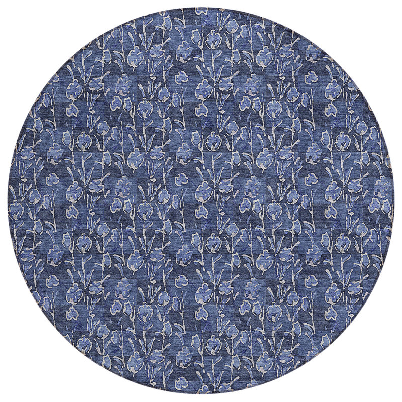 Dejah Washable Floral Indoor / Outdoor Rug, Round 8'