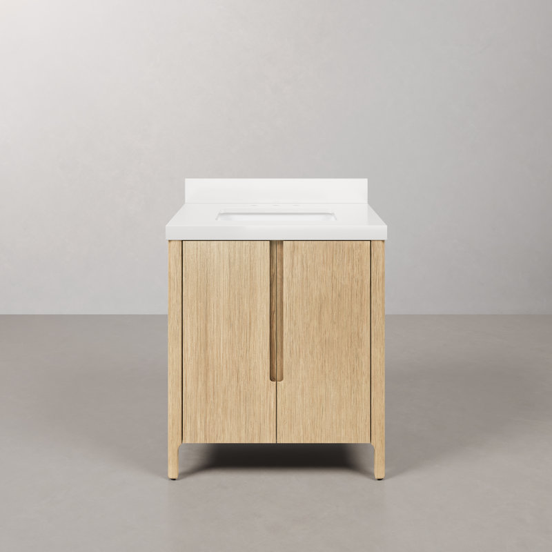 Trayshawn 30 in. Whitebrook Engineered Marble Single Countertop Vanity, Brown