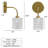 2-Pack Rechargeable Gold Wall Sconce With Hammered Glass Shade, Dimmable LED Cordless Wall Lights With Remote-114267801