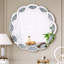 Miroir mural rond Silver Crush Diamond, 80 cm (31,5 pouces), cadre ondulé, idéal pour le salon, la salle de bain, la chambre ou le couloir.-1083911792