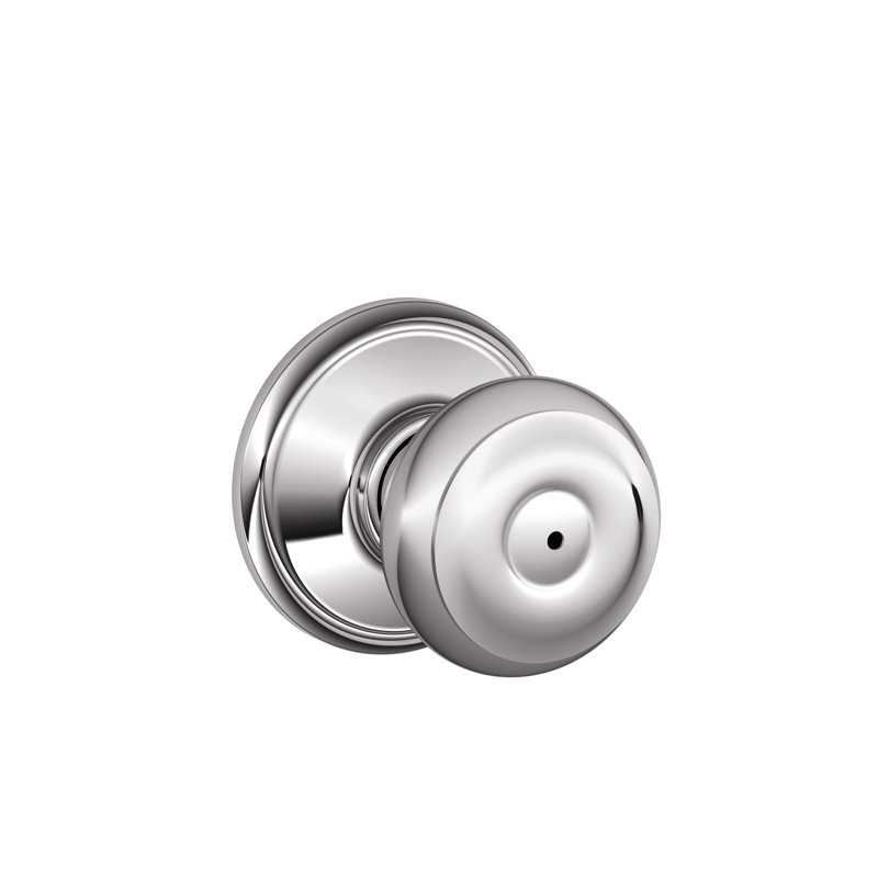 Georgian Privacy Knob Bed and Bath Lock, Bright Chrome