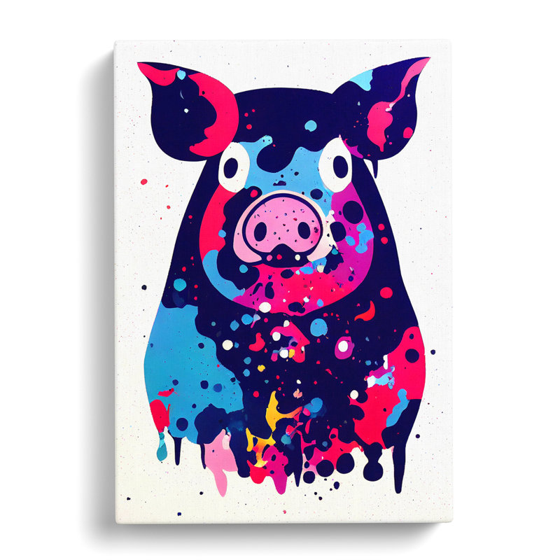 Kennedyville Pig Splatter - Wrapped Canvas Print, 60cm H x 40cm W x 3cm D