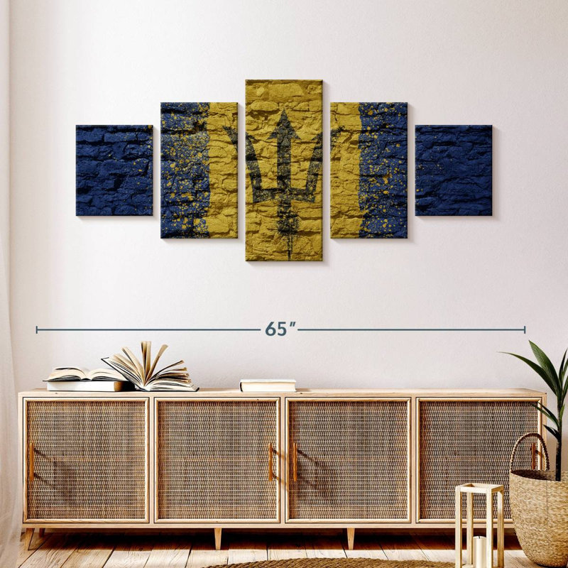 Drapeau de la Barbade en brique texturée, H 24 po x l 55 po