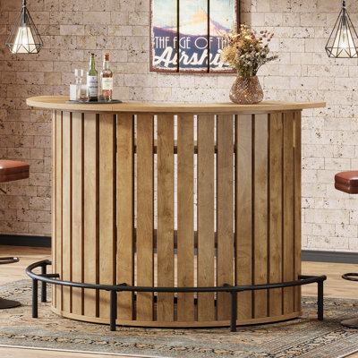 4-Tier Bar Table, Arc-Shaped Mini Home Bar Table with Footrest