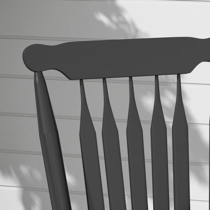 Chaise berçante en bois massif Tamicka, Noir