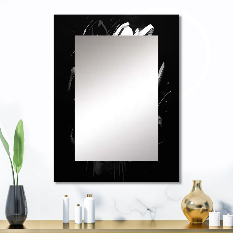 Exploring The Depths Of Black Marble VIII - Geometric Unique Wall Mirror, Modern Mirror, Printed Metal Art, 32" x 24"