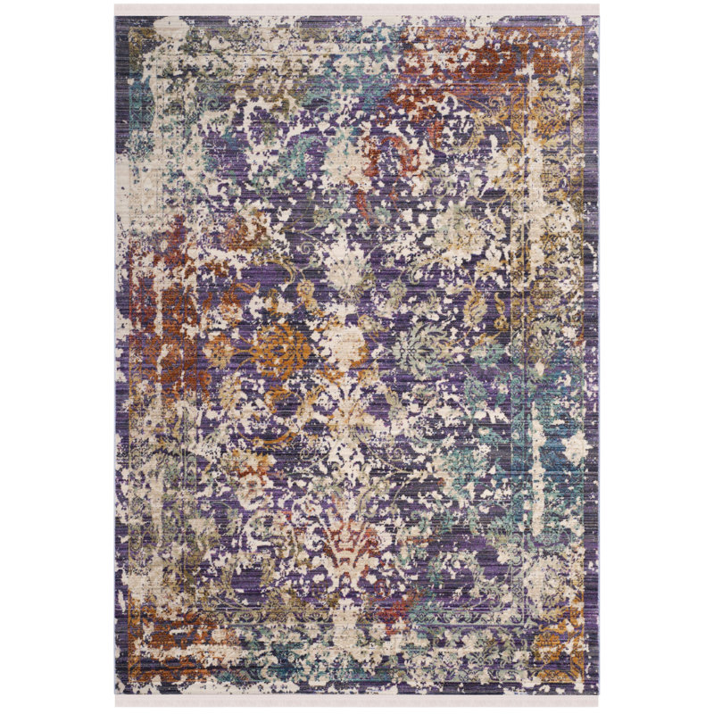 Mellie Purple/Beige Area Rug, Rectangle 3' x 5'