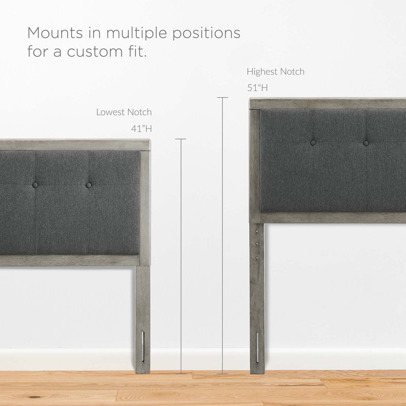 Draper Tufted Fabric and Wood Headboard, Gray/Charcoal, Full