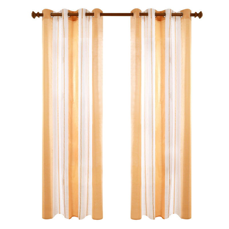 Dearious Sheer Curtain Pair, Width 140 x Drop 183 cm, Yellow Brown