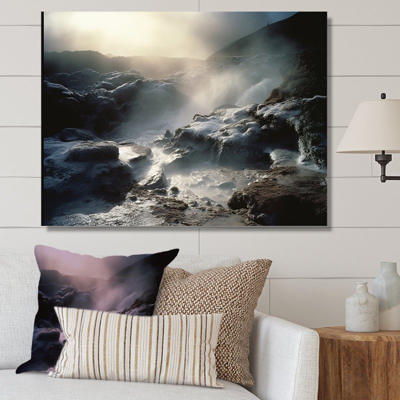 Geyser Winter Scenery II, Black Picture Framed, 12" H x 20" W
