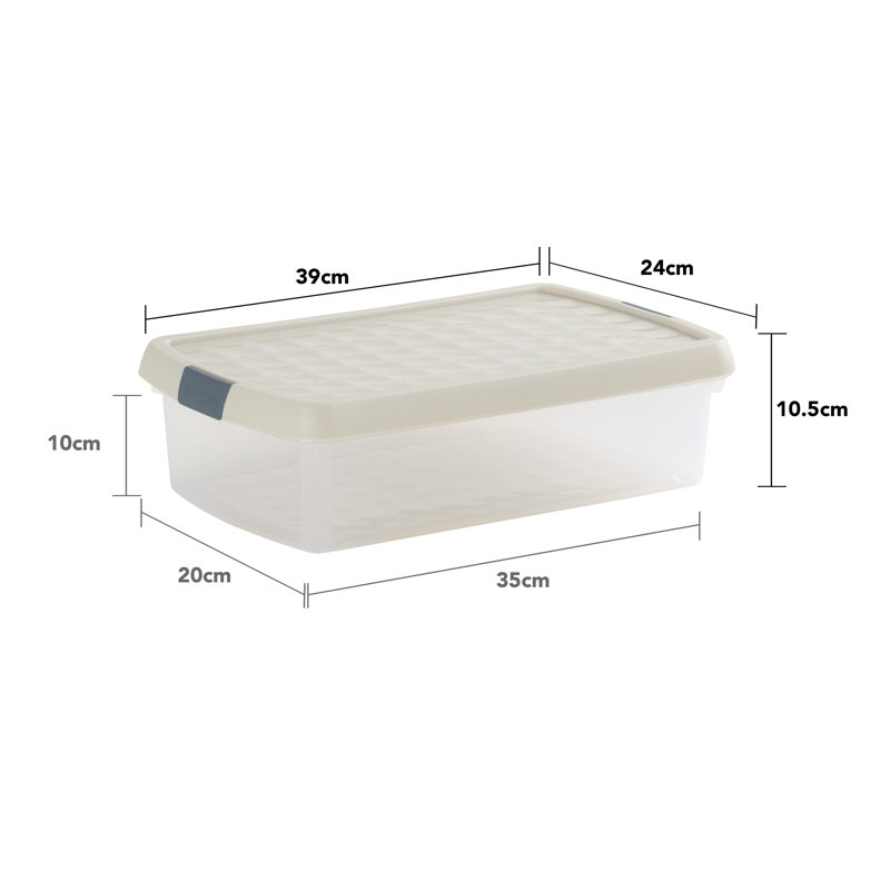Wham Clip Rectangular Plastic Storage Boxes with Secure Clip Lock Lids Clear/Green Milieu/Stone, Cream, 7 Liters