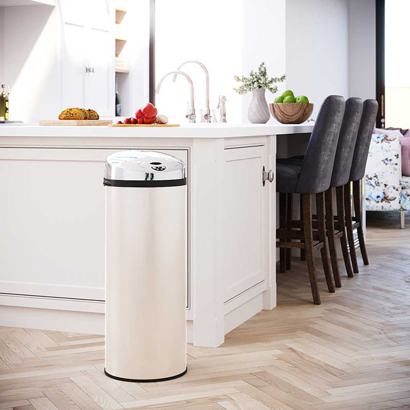 Ladson Steel Motion Sensor and Odour Seal Kitchen Rubbish Bin, 50L, Cream