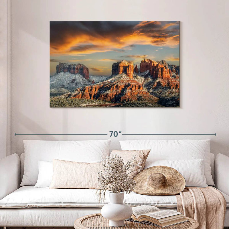 Alvord coucher de soleil et spectacle sur le rocher de la cathédrale Sedona, H 30 po x l 45 po