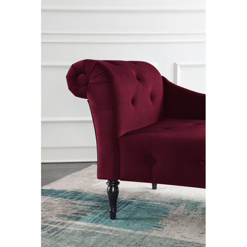 Scalise Upholstered Chaise Lounge, Burgundy