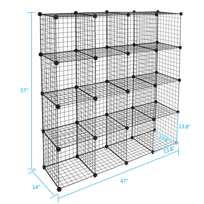 16-cube Organizer Cube Storage Storage Shelves Wire Cube Storage Origami Shelves Metal Grid Multifunction Shelving Unit Modular Cubbies Organizer Bookcase