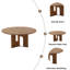 Table basse 31,5 pouces ronde en placage de bois de frêne rustique pour petit salon