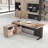 Shaped Executive Office Desk with 2 Drawers, Modern Home Office with File Cabinet, Business Furniture W/Stand Under Storage Organizer with 4 Wheels-105970734-105970704