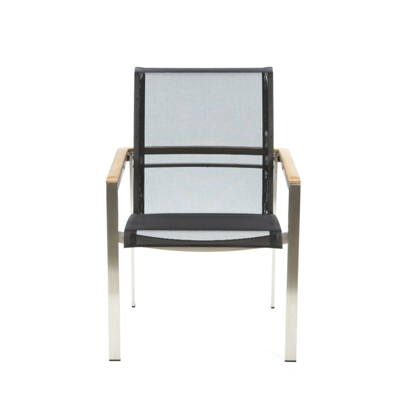Tivoli Stacking Teak Patio Dining Arm Chair, Black, No