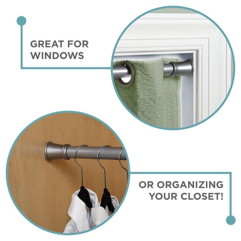 Brushed Nickel Adjustable Tension Shower Curtain Rod, 26" to 76"