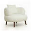 Fauteuil demi-tonneau en chenille antique blanc avec repose-pieds et coussin, siège d'appoint de style nordique pour le salon ou le bureau-1279595308