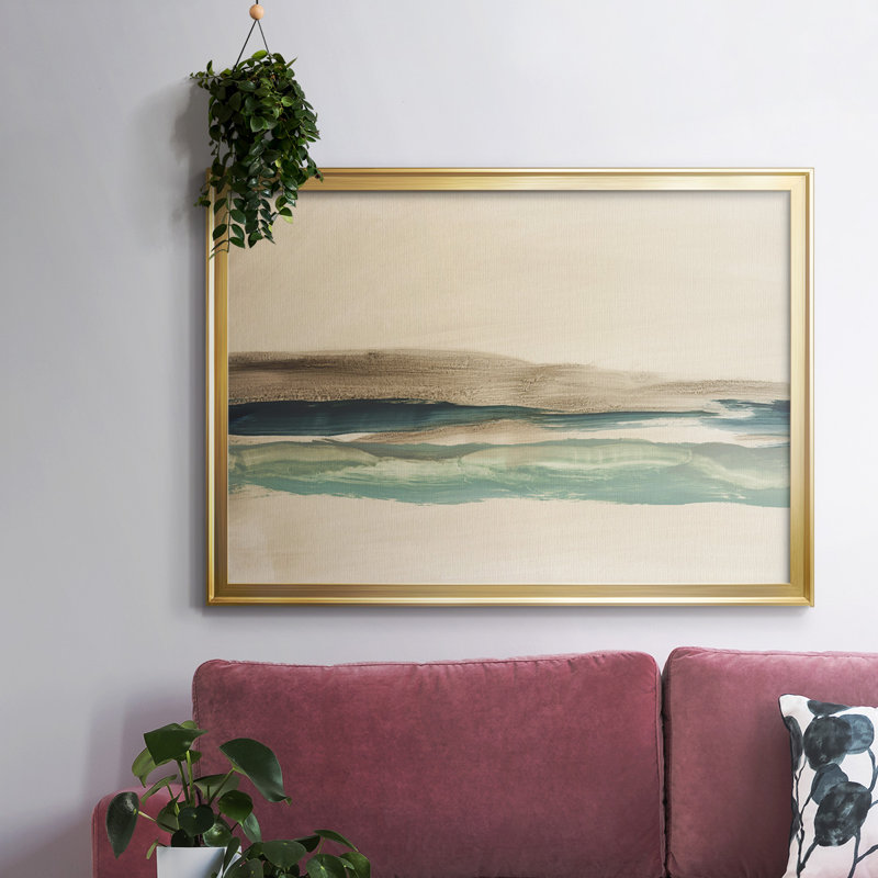 «Layered Horizon», toile tendue avec châssis en I, H 14 po x l 20 po x P 1,5 po, Or