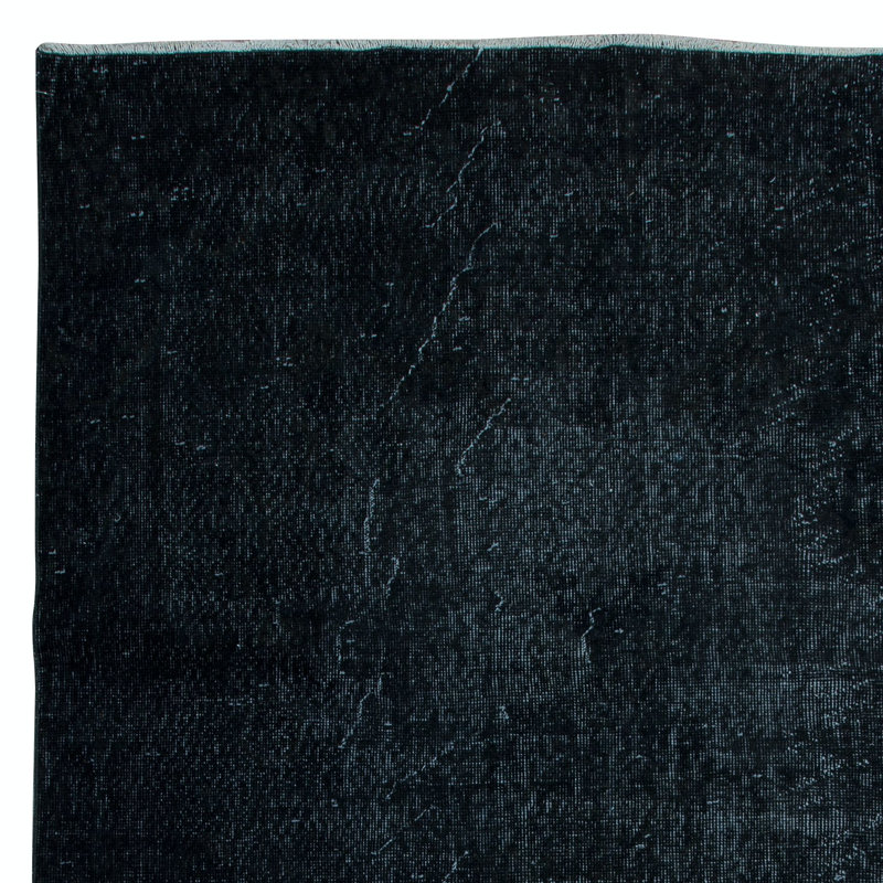 Tapis noir en laine fabriqué à la main 5,7 x 9,8 pi Anatolian