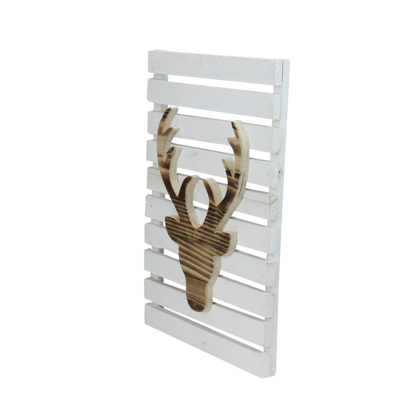 Décoration murale de Noël 15,75 "cerf sur palette blanche