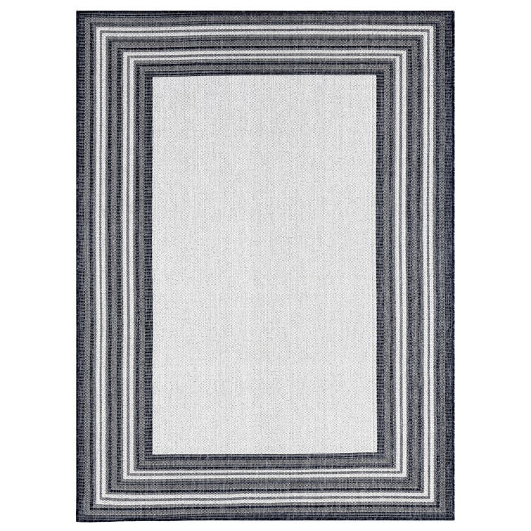 Nicole Miller New York Patio Country Layla Modern Border Indoor/Outdoor Area Rug, Gray/Black