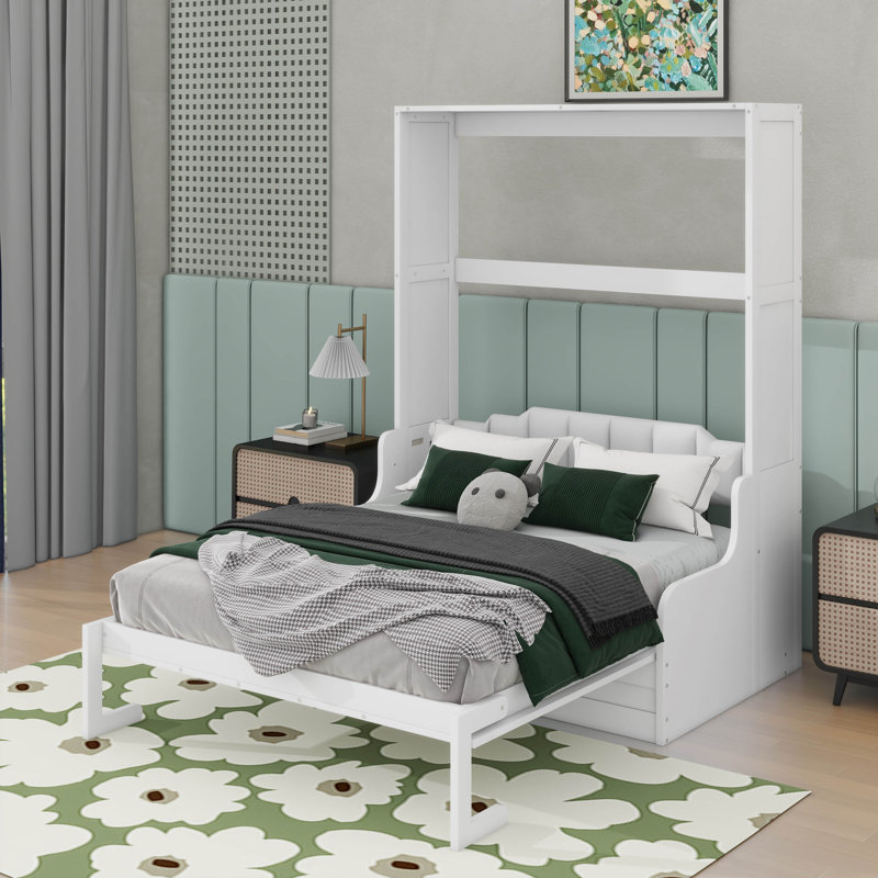 Grand lit escamotable avec coussin, Blanc