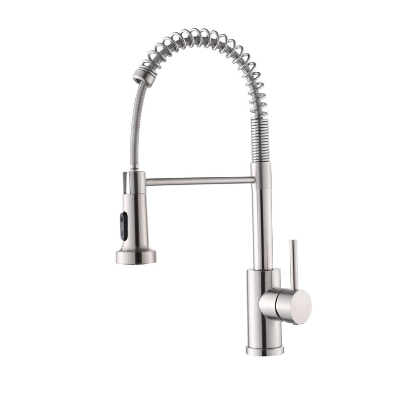 Kitchen Faucet With Pull Down Sprayer Industrial 1 Handle 1 Hole Or 3 Hole Faucet For Farmhouse Camper Laundry Utility Rv Wet Bar Sinks, Stainless Steel