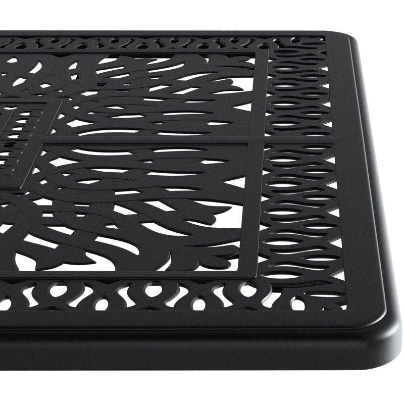 Table de salle à manger en aluminium pour l'extérieur - noire, 27,83 po, trou de parasol, résistance à la rouille, patio noir 6 capacités: l 35,37 po, capacité de 160 lb, intempéries