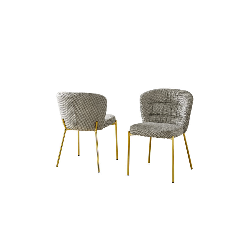 Chaises d'appoint moelleuses uniques avec pieds plaqués, Gris, Doré