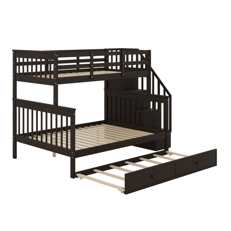 Ilvo Kids Bunk Bed with Trundle, Black