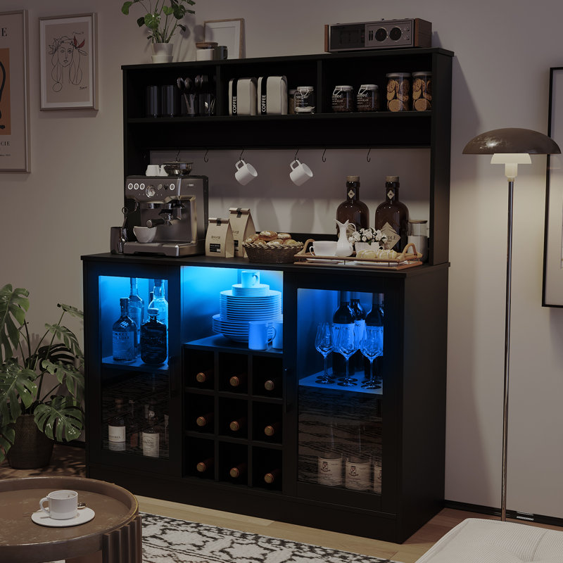 Wine Bottle & Glass Rack Black