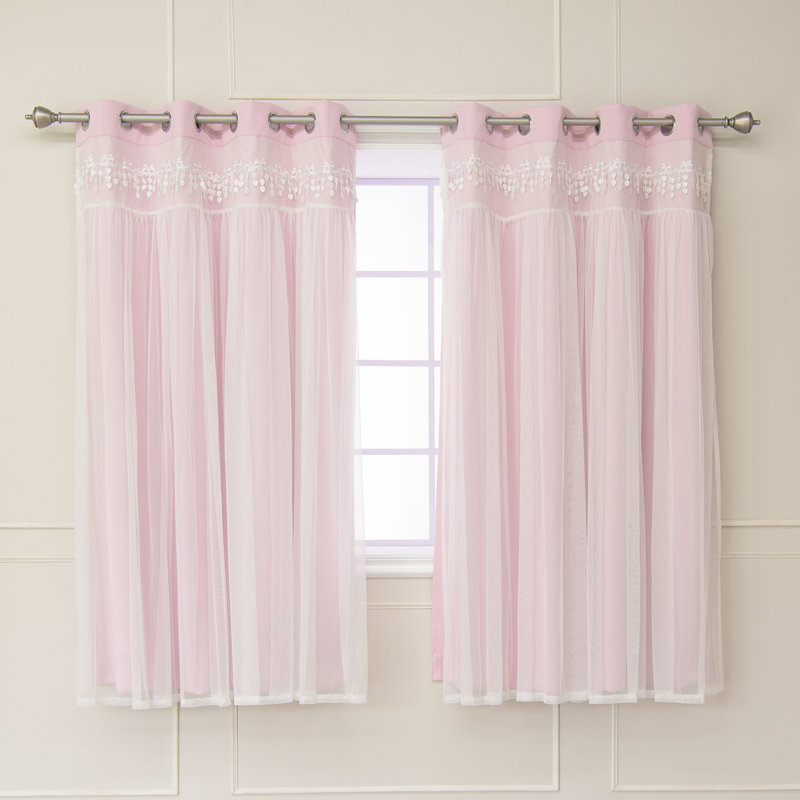 Loar Room Darkening Thermal Curtain Panels, Newpink, 52" W x 63" L