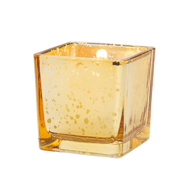 Accessoires de bougie de table en verre, Or, H 4,4 po x l 8,7 po x P 11,2 po
