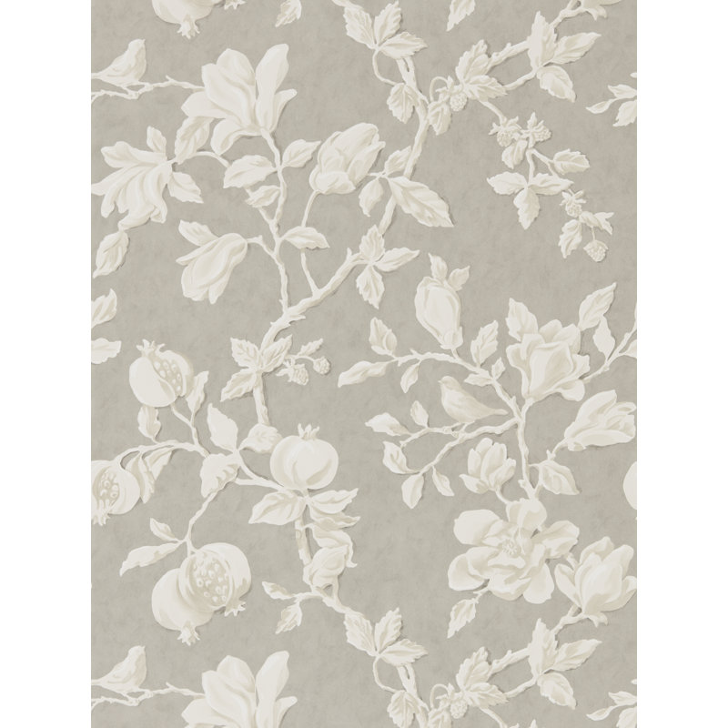 Magnolia & Pomegranate Wallpaper, Silver/Linen