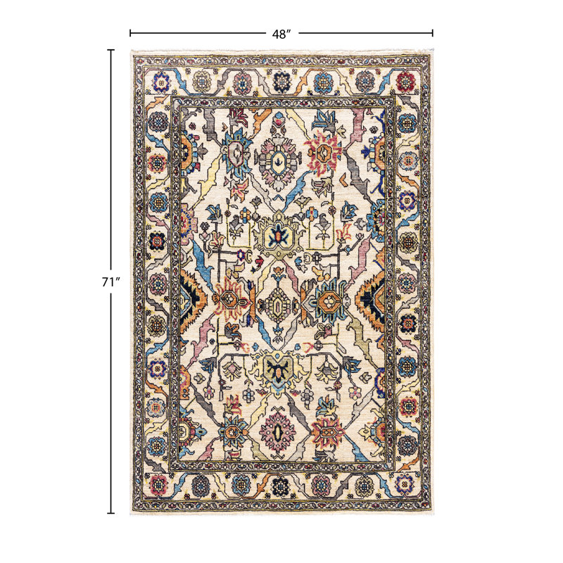 Serapi One-of-a-Kind 4' 0" X 5' 11" Hand Knotted Area Rug