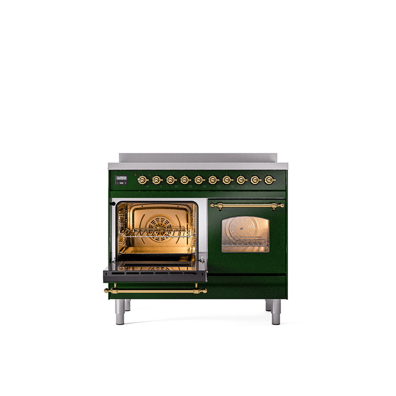 ILVE Nostalgie II 40 in Induction Range, Emerald Green/Brass
