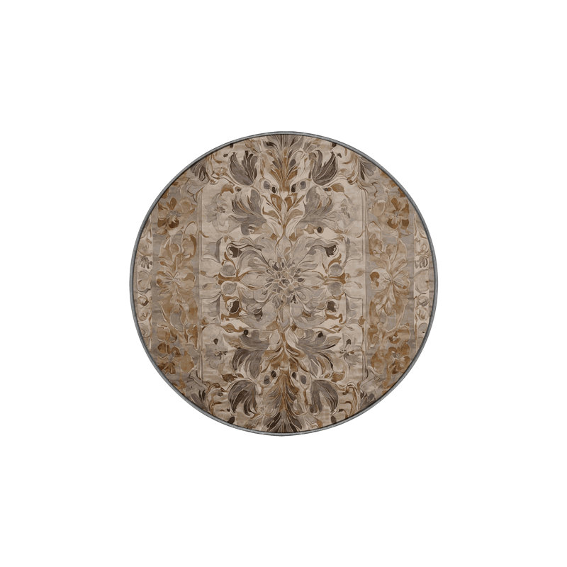 Machine Washable Gray Area Rug, Round 8'