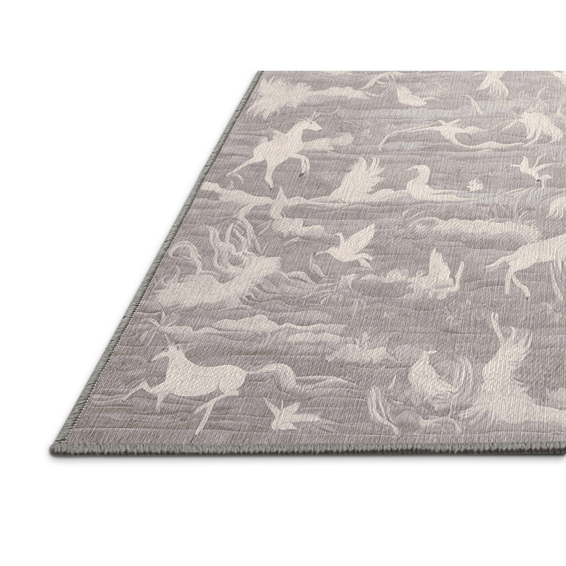 Machine Washable Gray Area Rug, Runner 2' x 4'